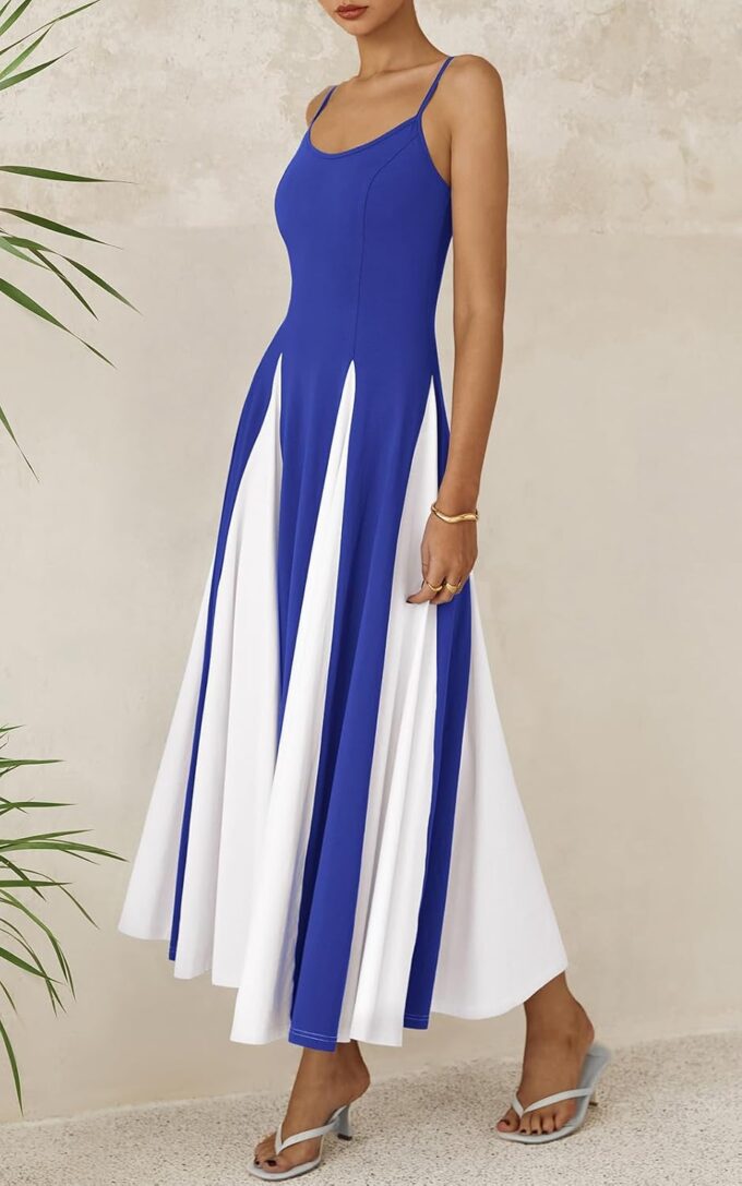 PRETTYGARDEN Spaghetti Strap Backless Summer Dresses for Women 2025 Flowy Maxi Dresses Sleeveless Wedding Guest Dress – Bild 4