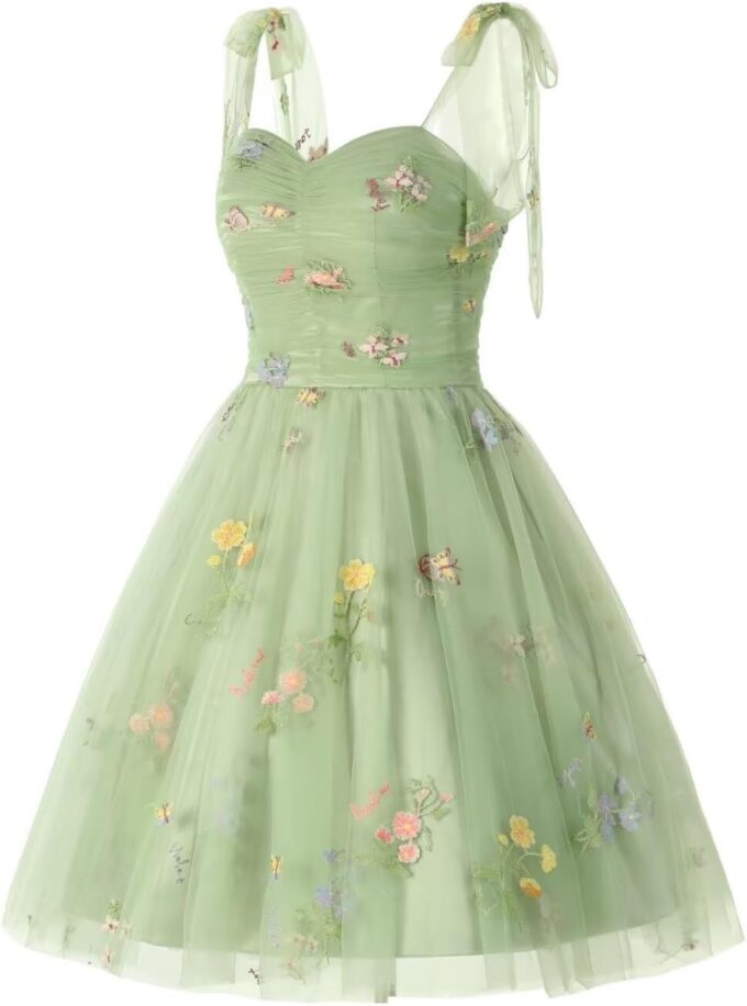 WaterDress Long Flower Tulle Prom Dresses 2024 Spaghetti Straps Ball Gowns for Women WD204 – Bild 2