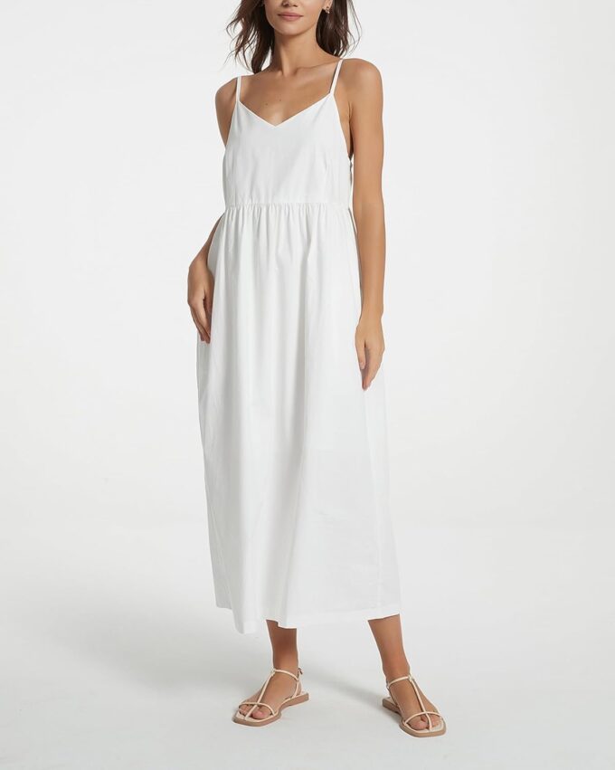 Spaghetti Strap Maxi Dress for Women Sleeveless V Neck Summer Flowy Cami Dress Beach Long Dresses with Pockets – Bild 5