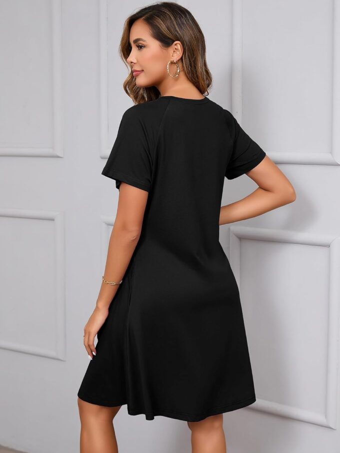 Heymoments Women's Summer Short Sleeve Crew Neck Midi Dresses Casual T-Shirt Sundress with Pockets – Bild 5