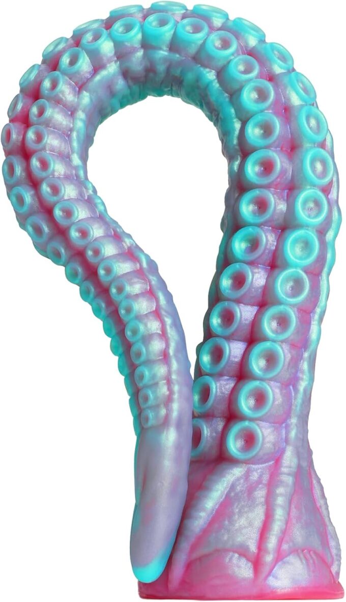 Wakelust 50CM Flüssiges Silikon Dildo Monster Fantasy Dildo mit Starkem Saugnapf Realistischer Oktopus-Tentakel Dildo für Sie G-Punkt Anal Plug Erotik Sexspielzeug für Männer Frauen Paare(LilaBlau)