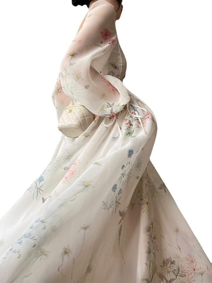 Women's Tea Break French Dresses Printed Thin Fairy Long Dress 2025 New – Bild 4