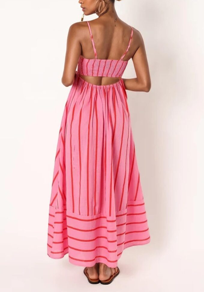 Women's Summer Striped Maxi Dress Spaghetti Strap Sleeveless Smocked Trendy Flowy Beach Long Dresses – Bild 3