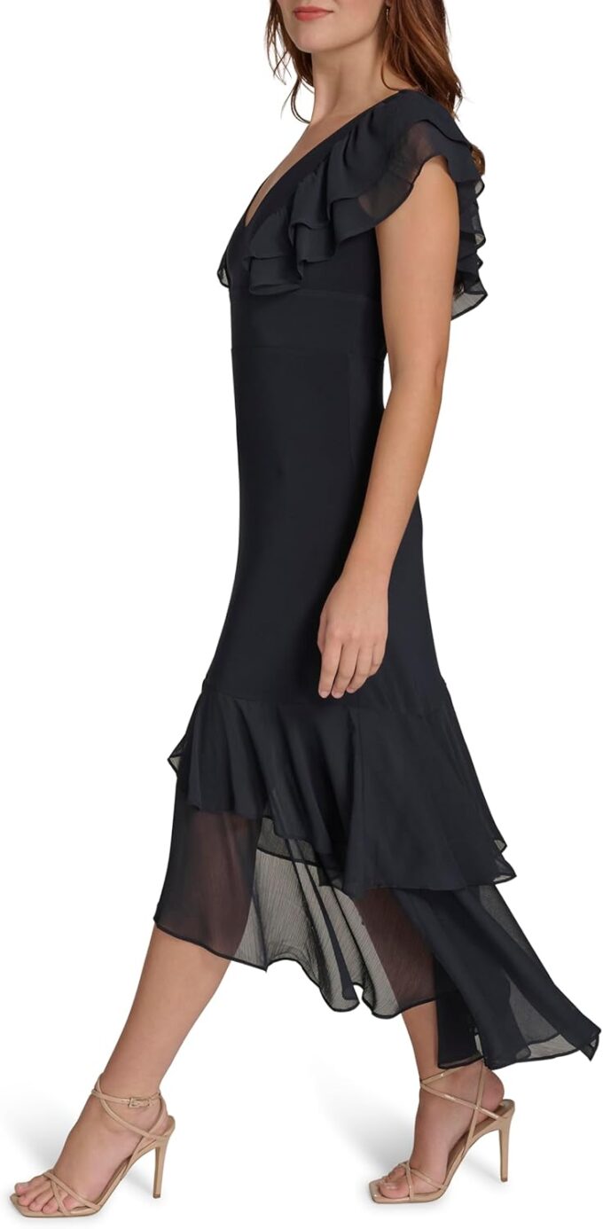 Tommy Hilfiger Women's Light V Neck Flattering Maxi Dress