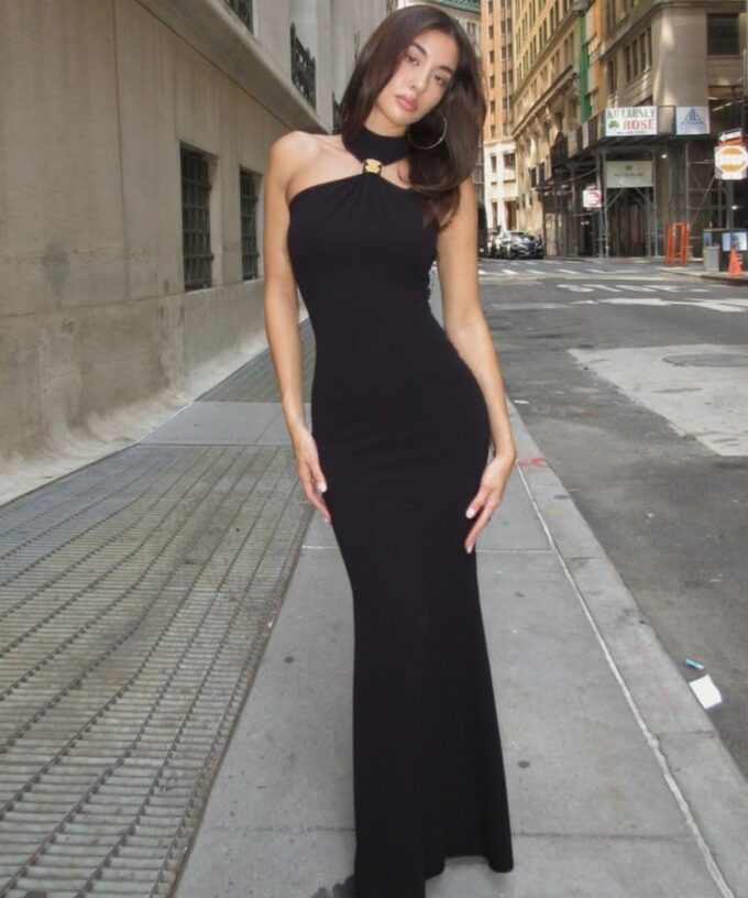 Women Halter Maxi Dress High Neck Sleeveless Back Slit Hem Elegant Party Cocktail Long Formal Dresses – Bild 2