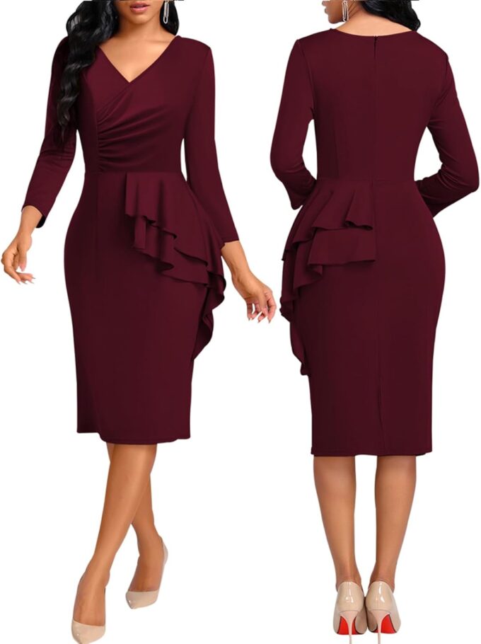 SheKiss Schulterfreies Damen-Strickjacke, Übergröße, Arbeit, Business, Pullover, Kleider, lange Ärmel, figurbetonte Strickjacken – Bild 5