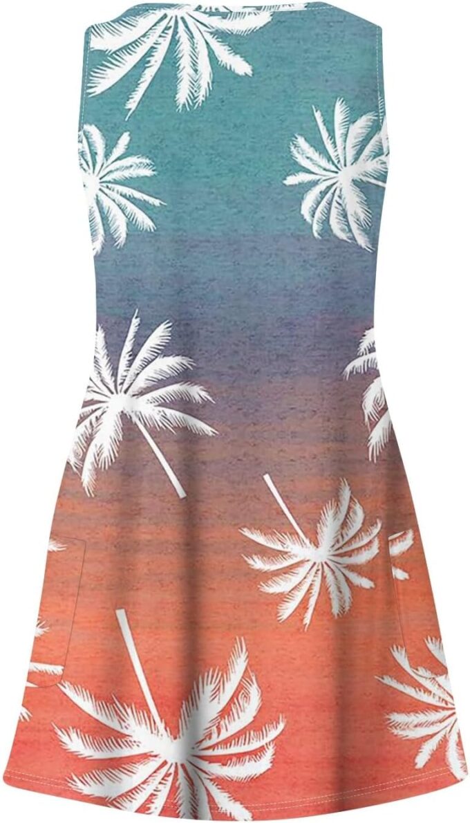 Summer Dresses for Women 2025 Casual V Neck Sleeveless Sundresses Boho Beach Tank Dresses with Pockets – Bild 4
