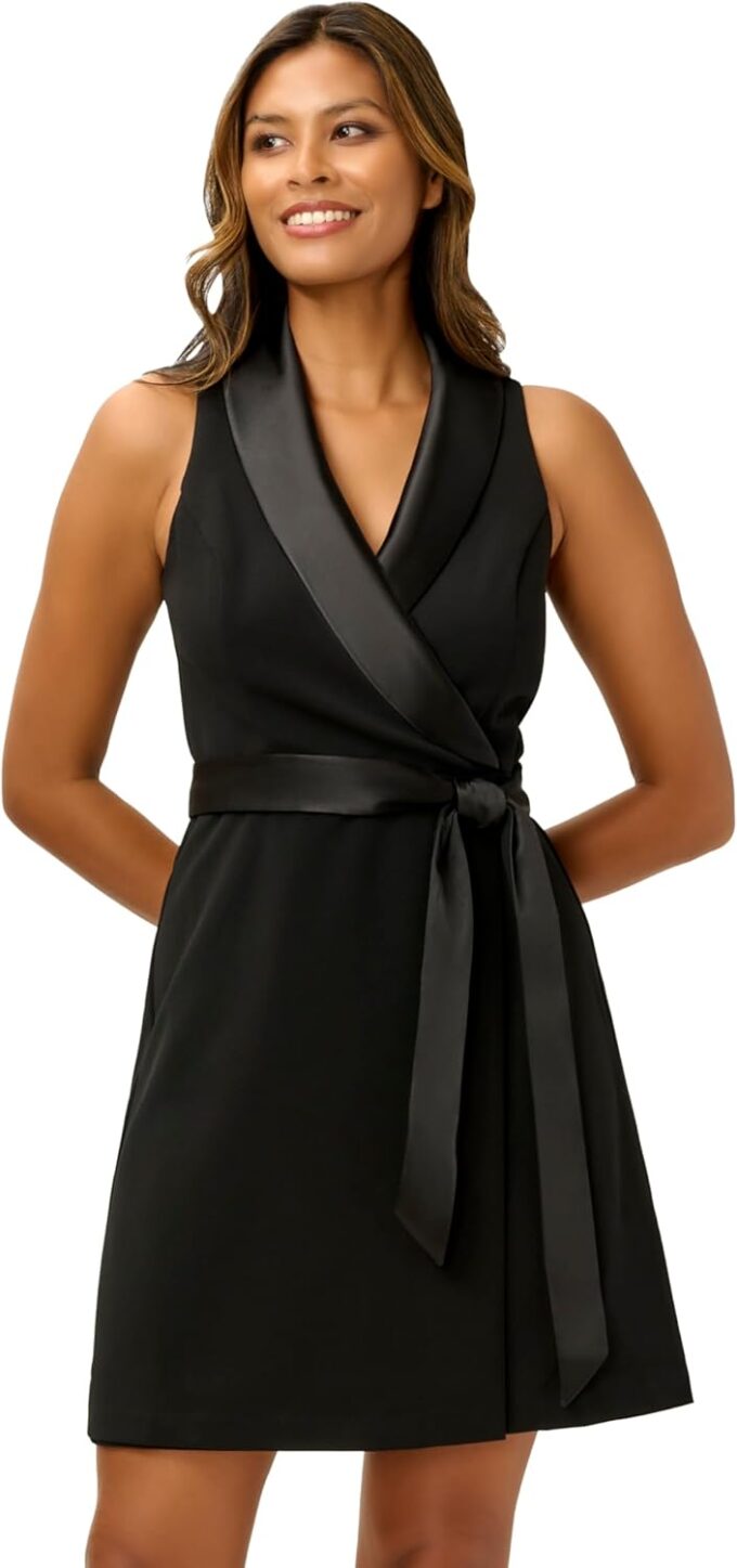 Adrianna Papell Damen Smoking Kleid aus Crêpe