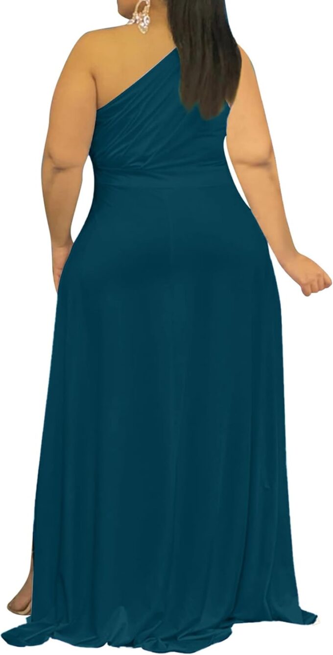 Ekaliy Women's Plus Size One Shoulder Dress Sexy High Low Irregular Hem Flowy Party Cocktail Maxi Dress – Bild 2