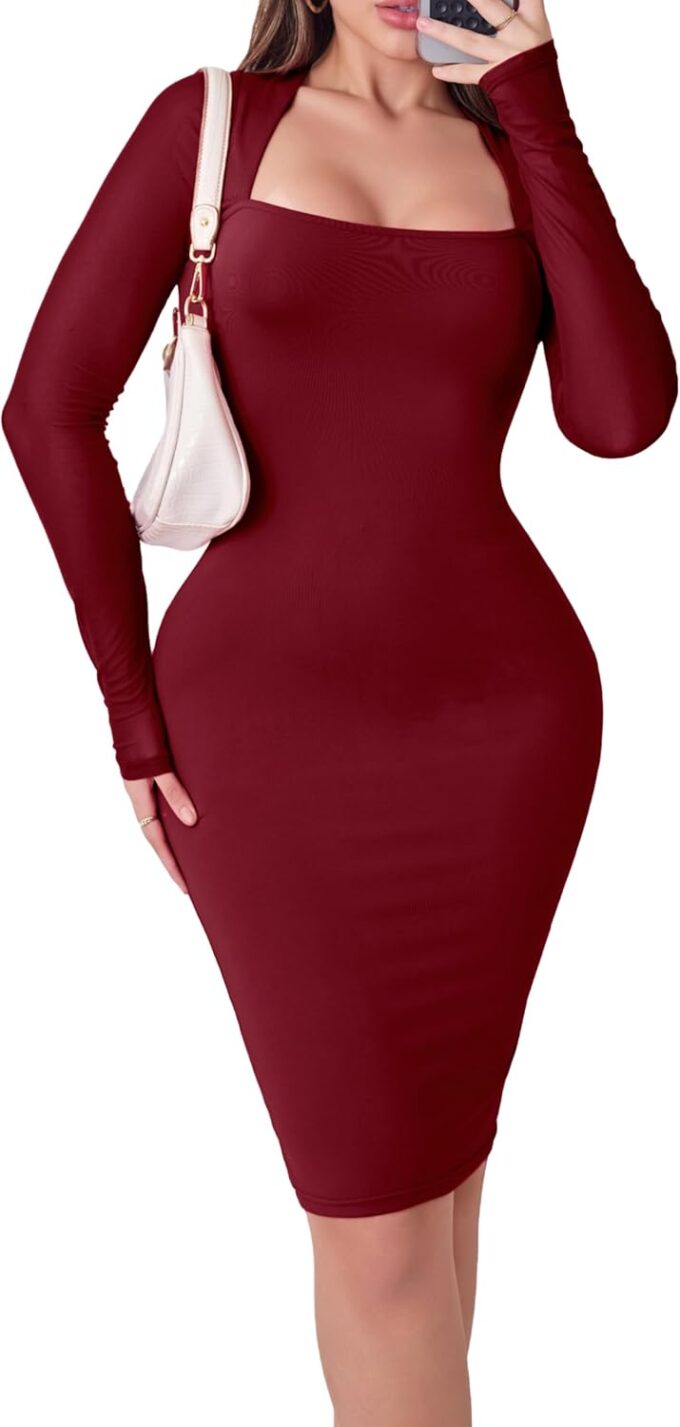 Women's Mesh Long Sleeve Sexy Bodycon Night Out Dresses for Party Club – Bild 5