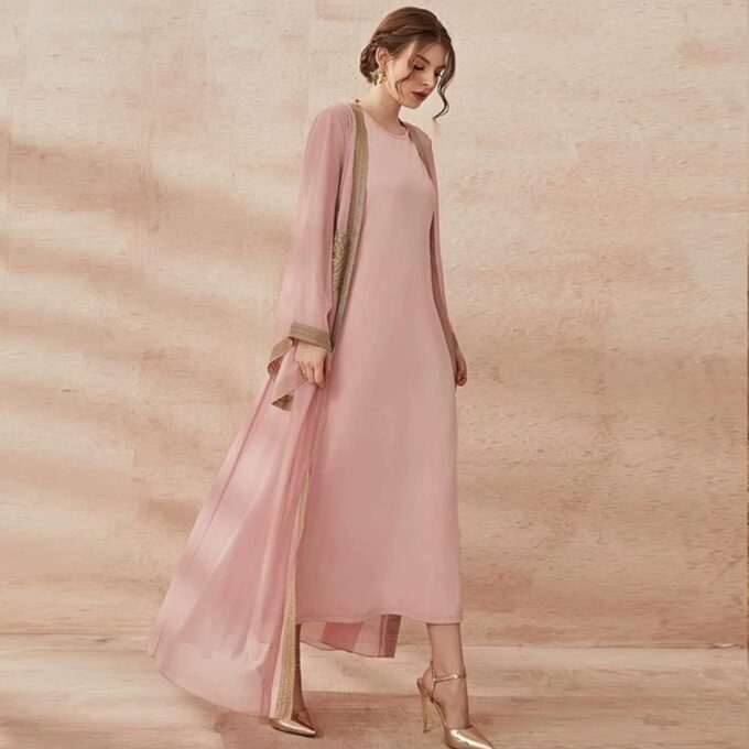 PolyJolly Embroidery Jalabiya Chiffon Abaya Dress for Women Dubai Sadui Muslim Eid Clothes – Bild 5