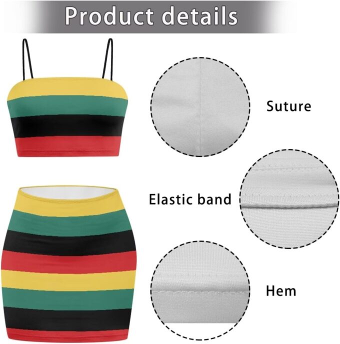 2025 Sexy Spaghetti Strap Crop Tops and Bodycon Skirt Casual 2 Piece Set S-4XL – Bild 4