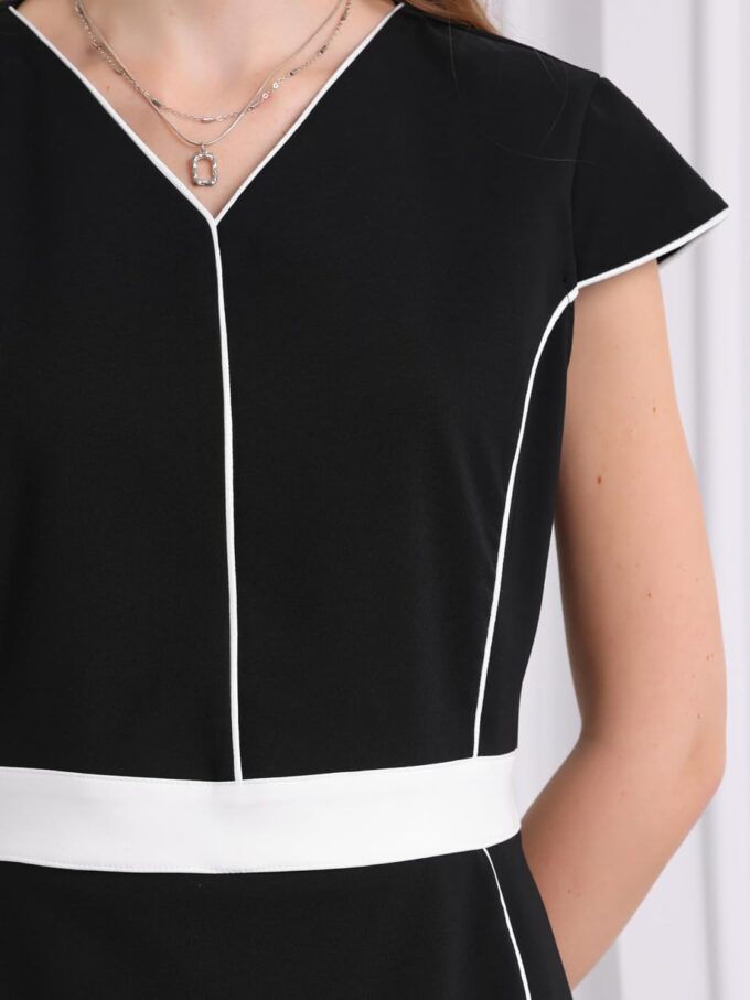 Hobemty Damenkleid, kontrastfarben, knielang, Büro, Flügelärmel, Etuikleid – Bild 4