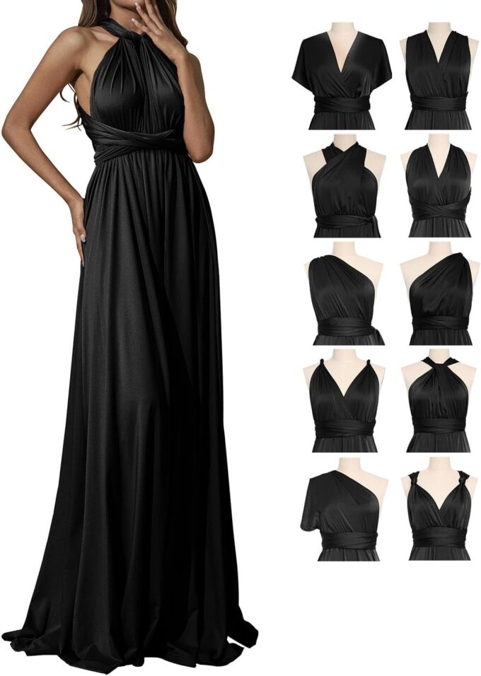 GORAIS Women Infinity Dress for Bridesmaid Long Evening Maxi Wrap Dresses Convertible Prom Wedding Gown