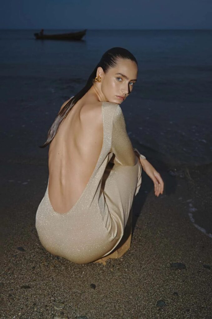 Women's Long Sleeve Ribbed Knit Maxi Dress - Musa – Bild 6