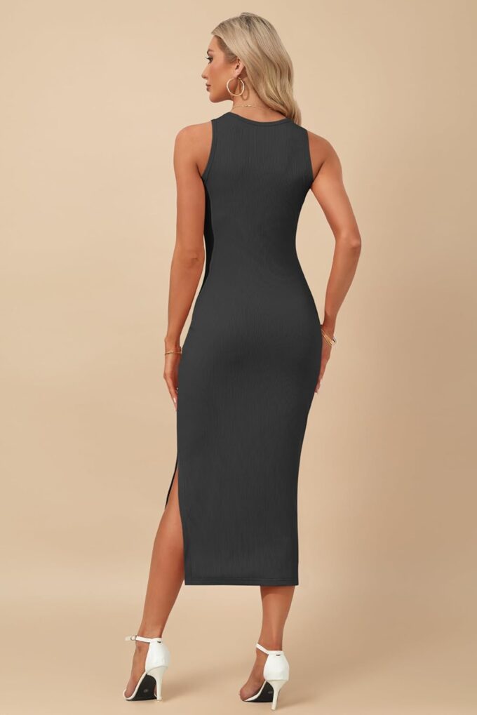AUSELILY Womens Summer Bodycon Dresses 2025 Basic Casual Sleeveless Knit Tank Midi Dress – Bild 3