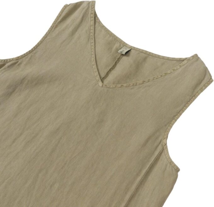 Amazhiyu Women's 100% Linen Plant-Dyed Sleeveless V-Neck Midi Dress with Slit – Bild 5