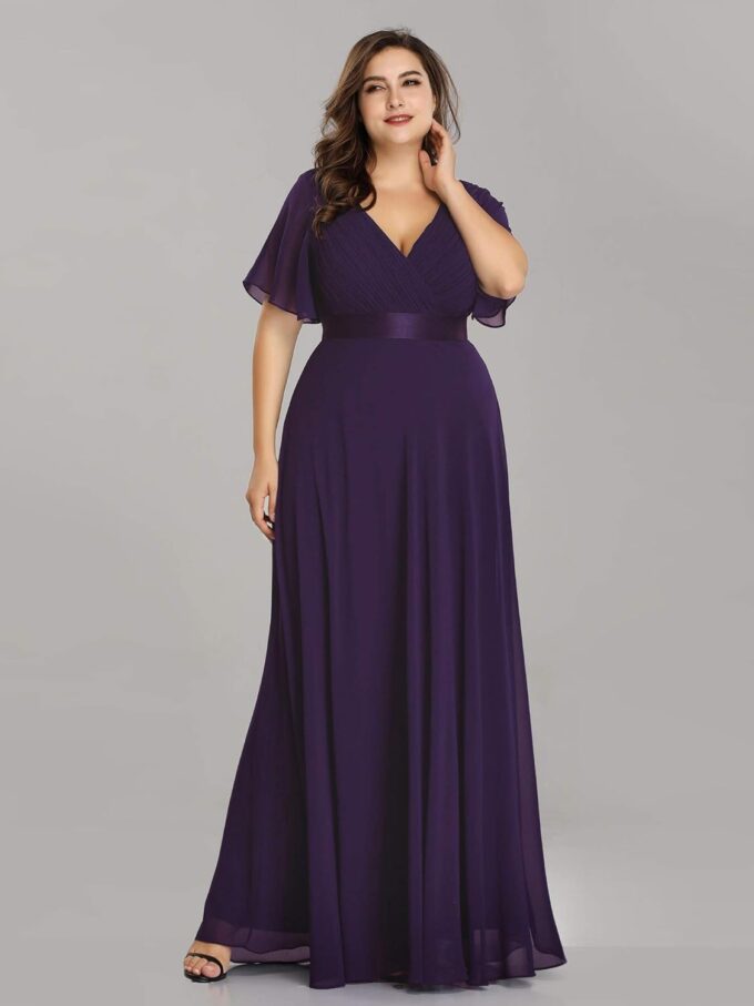 Ever-Pretty Women's Double V-Neck Chiffon Formal Dresses Plus Size Bridesmaid Dress 09890-DA – Bild 4