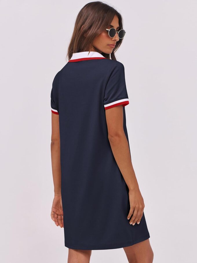 ANRABESS Women’s Polo Dresses Short Sleeve V Neck 2025 Casual Summer Tennis Golf Mini Shirt Dress with Pockets – Bild 4