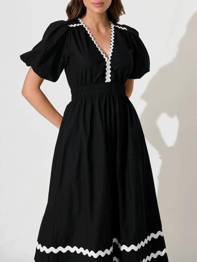 Womens V Neck Flutter Sleeve Boho Midi Dress Summer Wedding Guest Beach Party Long Dresses – Bild 4