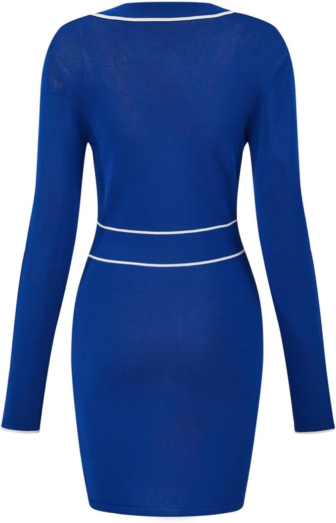 kaixiaochai Langärmeliges Pulloverkleid für Damen, gerippt, figurbetont, Bleistift-Minikleid für Lehrer, Arbeit, Business – Bild 2