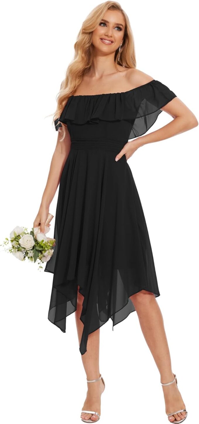 Moss Rose Women's Off The Shoulder Bridesmaid Dresses Knee Length Formal Cocktail Dresses – Bild 4