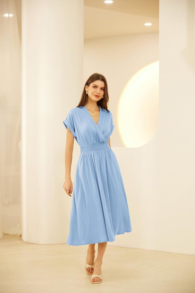 GRACE KARIN Casual Dresses for Women 2025 Summer Smocked High Waist Flowy Dress with Pockets – Bild 2