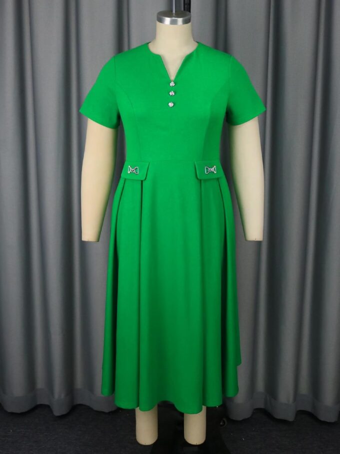 AOMEI Women's Classic Church Dress Short Sleeve High Waist A-line Dresses – Bild 6