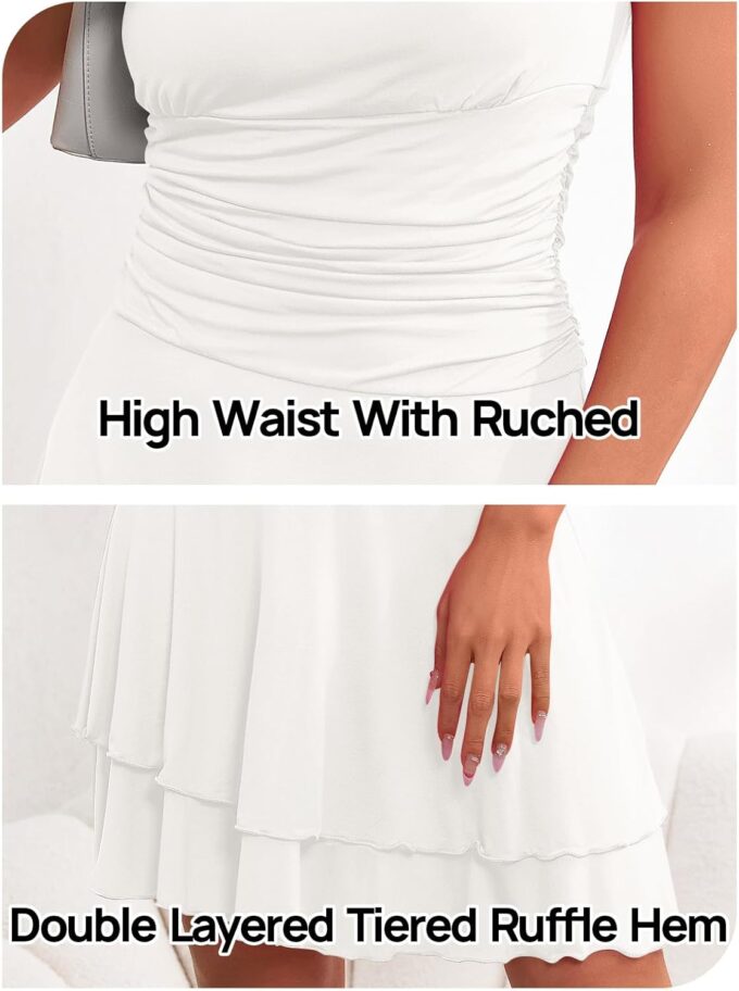 MEROKEETY Women's 2025 Summer Strapless Tube Dress Sexy Off Shoulder Ruffle Tiered Flowy Mini Dresses – Bild 5