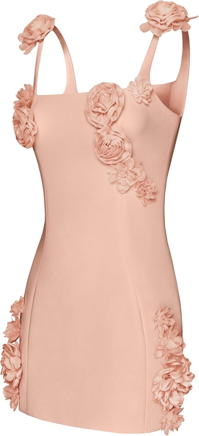 JW PEI Women's Elaina Pink Rosette Applique Mini Dress – Bild 5
