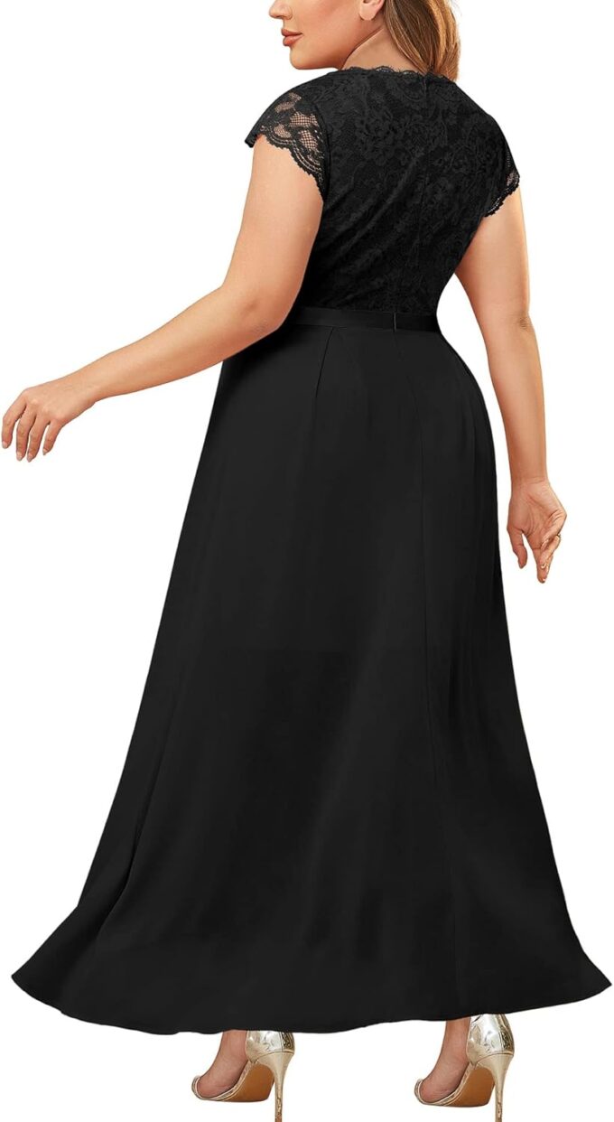 Miusol Women's Plus Size Formal Floral Retro Lace Elegant Bridesmaid Party Maxi Dress – Bild 2