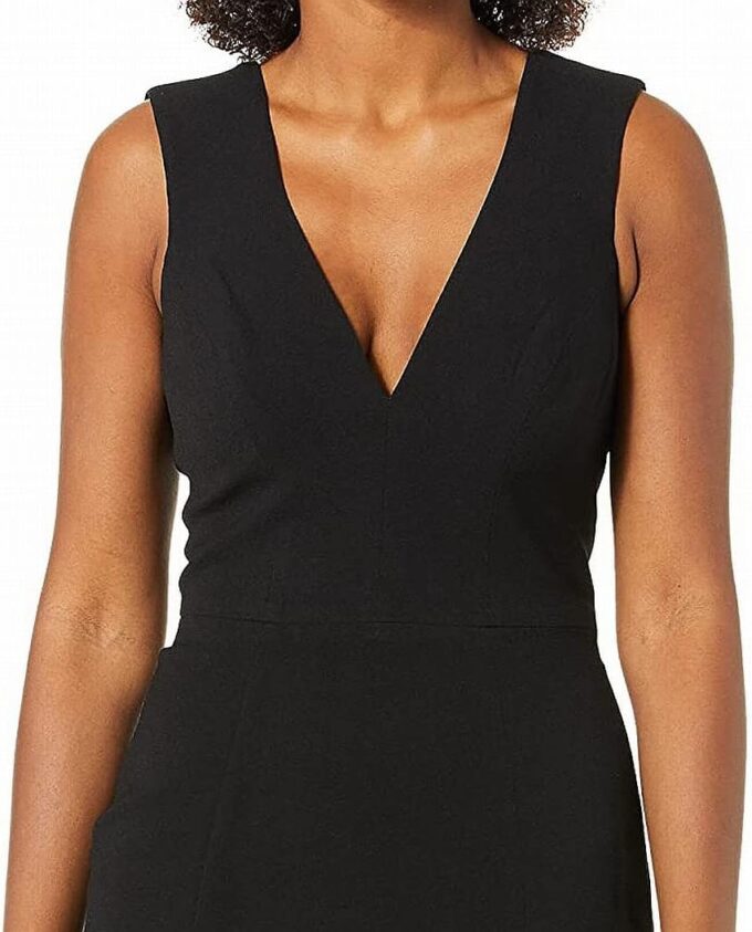 Dress the Population Women's Sandra Plunging Thick Strap Solid Gown with Slit Dress – Bild 3