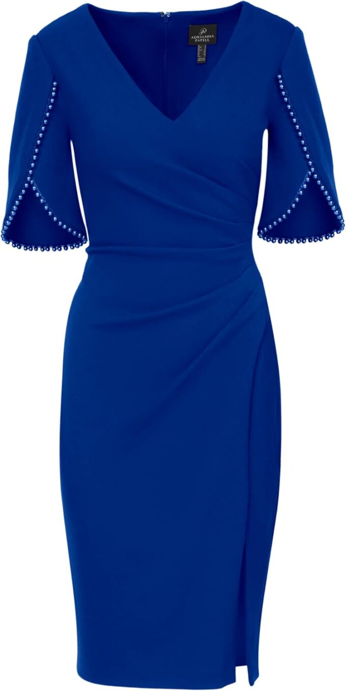 Adrianna Papell Damen Strickkleid aus Krepp mit Perlenbesatz Kleid – Bild 5