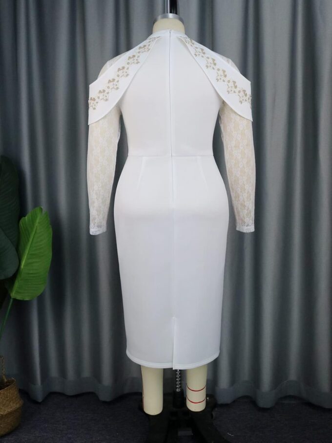 ONTINVA Sexy Elegant Plus Size Turtleneck Lace Long Sleeve Women Bodycon Midi Dress Party Evening Dresses – Bild 4