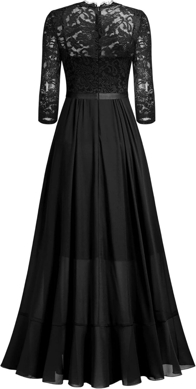 Miusol Women's Elegant Floral Lace Ruffle Bridesmaid Maxi Dress – Bild 6
