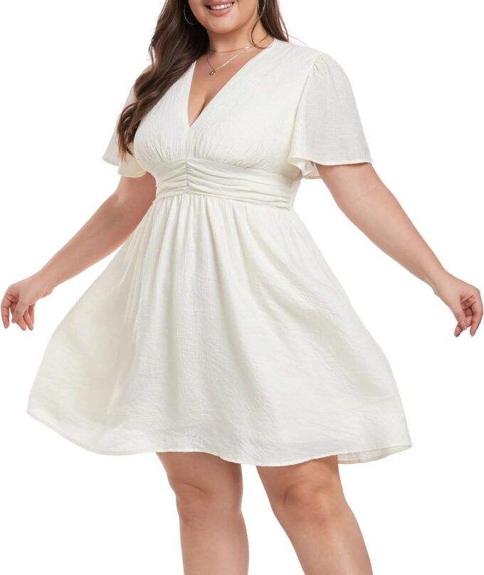 Carrdc Plus Size Dresses for Curvy Women Short Sleeve Cocktail Dress
