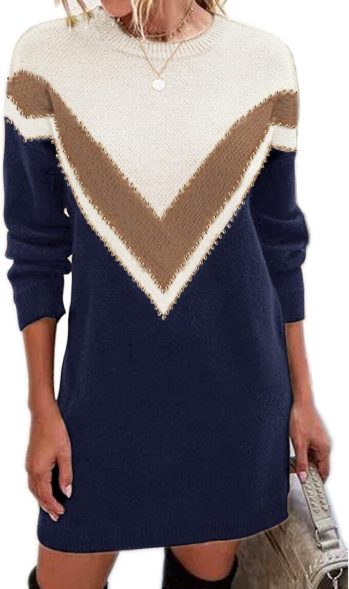 Jayscreate Damen Casual Sweater Kleid Herbst Winter Wrap Tailliert Langarm Slim Fit Weich Warm Strick Bleistiftkleid