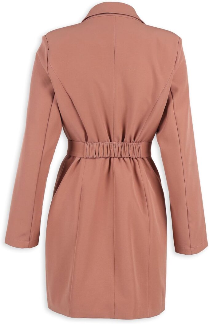 RIRINCO Damen Langarm Wickelkleid Reverskragen Kleid Goldene Kette Gürtel Classy Kleid – Bild 2