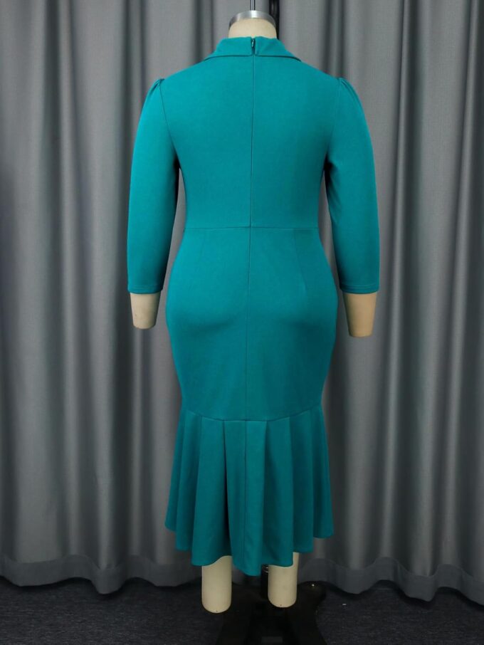 ONTINVA Damen-Kleid mit Peter-Pan-Kragen, für Arbeit, Business, Büro, Outfits, Kleider, Meerjungfrauen-Pailletten, Midi-Etuikleid – Bild 6
