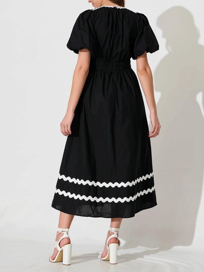 Womens V Neck Flutter Sleeve Boho Midi Dress Summer Wedding Guest Beach Party Long Dresses – Bild 3