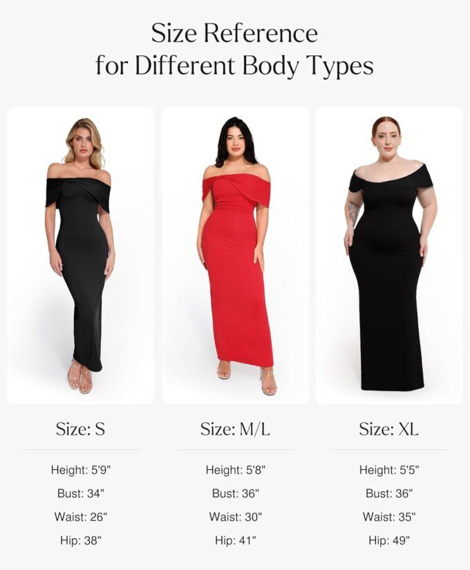 Popilush Off The Shoulder Maxi Dress Wedding Guest Formal Dresses for Women Sleeveless Bodycon Long Shapewear Prom Dress – Bild 6