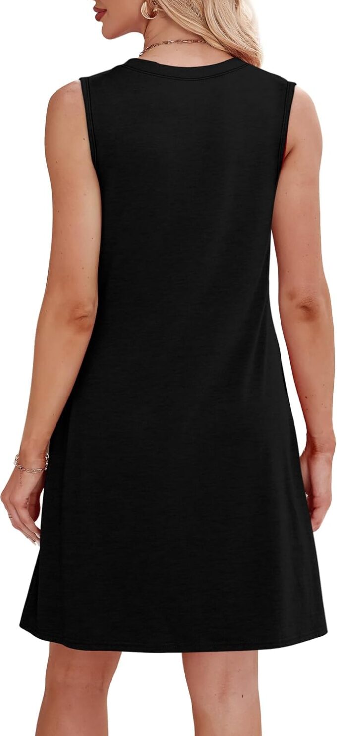 WIHOLL Summer Dresses for Women 2025 Loose Crew Neck Sleeveless Sundresses Casual Swimsuit Coverup with Pockets – Bild 5