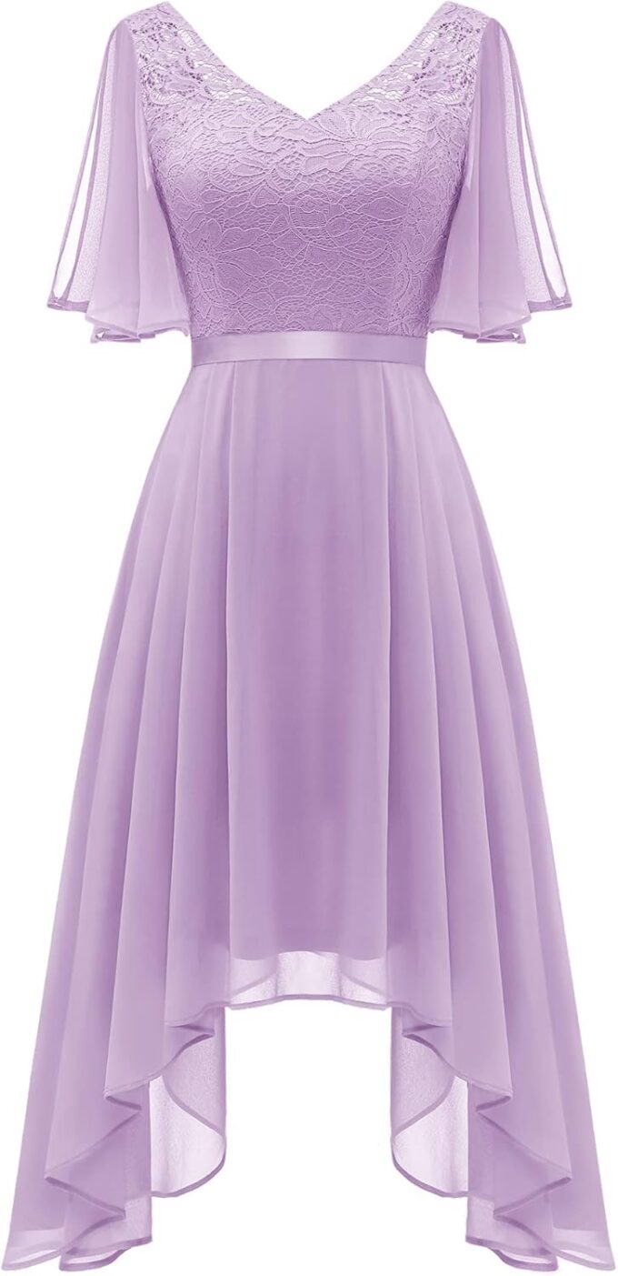 BeryLove Women's Cocktail Formal Prom Chiffon Dress Bridesmaid A Line Flowy Wedding Guest Dresses