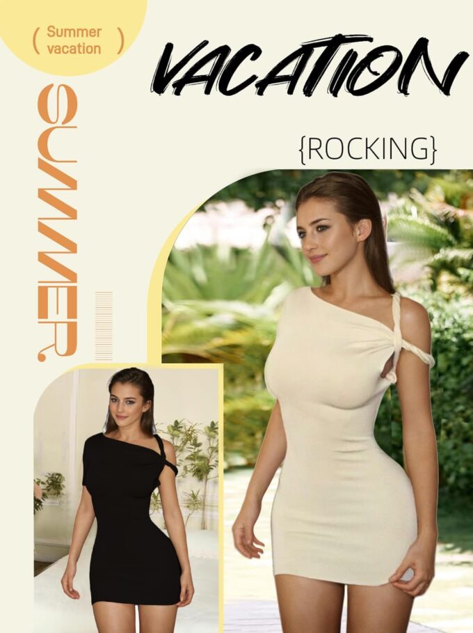 Lancifolium Sexy Y2k Designer Twist One Shoulder Bodycon Mini Dress for Women Elegant Party Cocktail Dresses – Bild 6