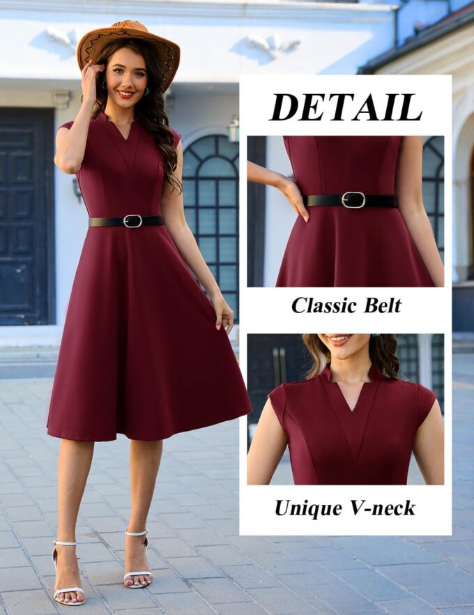 Wedtrend Womens Cocktail Dress Vintage Semi Formal Wedding Guest Dresses 1950s Church Dress with Belt – Bild 4
