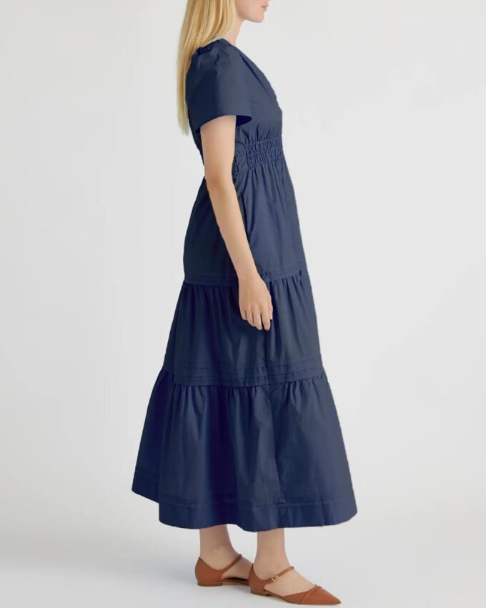 Women's Summer Casual Short Sleeve Maxi Dress Swing A Line Loose Flowy Tiered Boho Long Dress – Bild 2