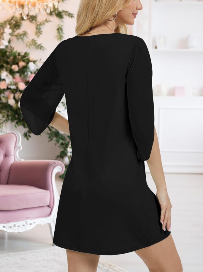 Women's Cocktail Dresses Flutter Sleeve Wedding Guest Crew Neck Dresses for Women Bridesmaid Wedding Evening Party – Bild 4