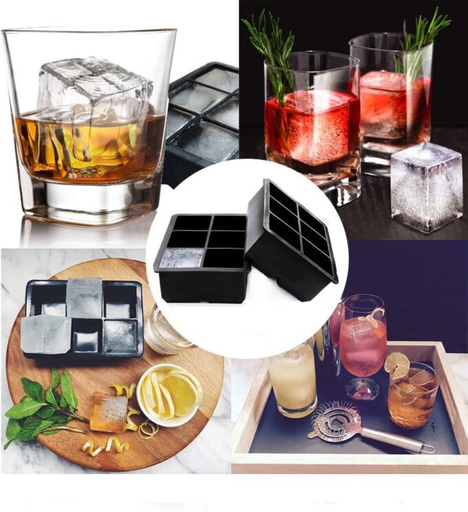 Ice Cube Trays Large Size Flexible 6 Cavity Ice Cube Square Molds for Whiskey and Cocktails, Keep Drinks Chilled (2Pcs) – Bild 7