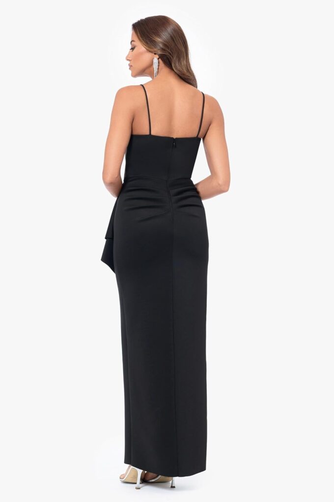 Xscape Women's Sleek Sleeveless V-Neck Gown with Cascading Ruffle and High Slit – Bild 4