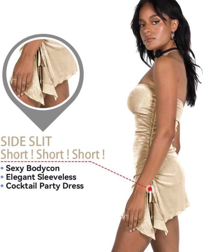 Women’s Sparkly Strapless Dress: Summer Glitter Sexy Short Tube Top Dress - Bodycon Mini Party Outfits 2401 – Bild 2